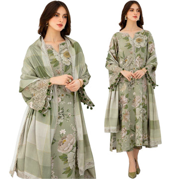 CODE 1509  3PC Lawn Printed Shirt With Lawn Printed Dupatta